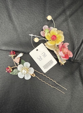 朝鲜服侧边珍珠发夹网红延吉白色珍珠仙复古头饰韩服专用发夹边夹