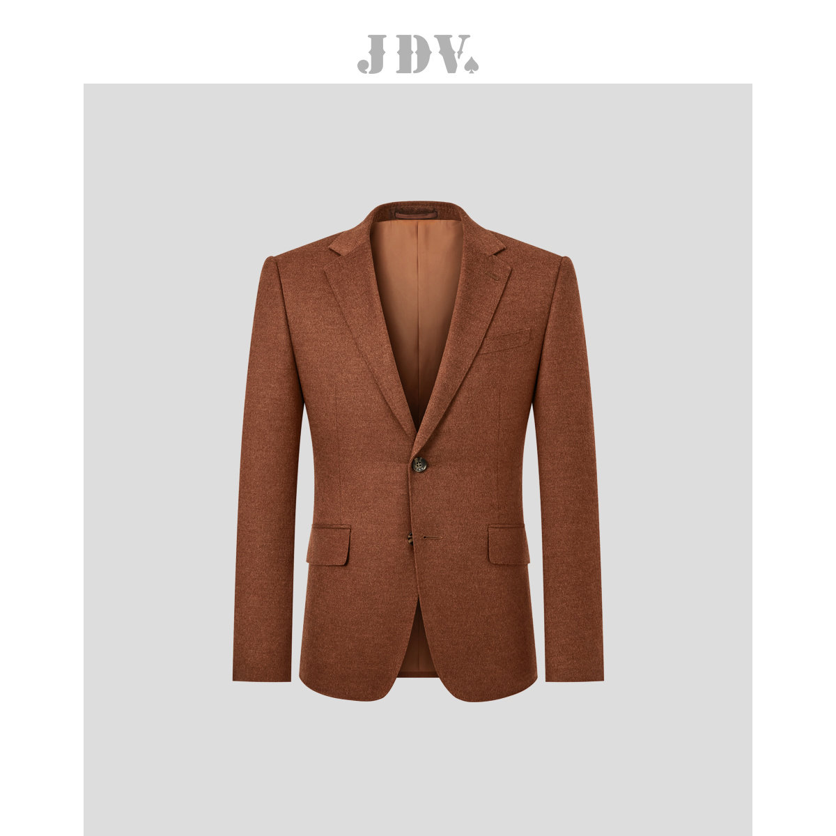 JDV男装春秋商场同款焦糖色平驳领单排扣职场通勤商务西装外套,淘宝优惠券,粉丝福利购,淘宝优惠卷