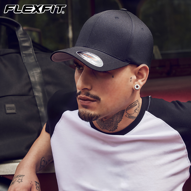 FLEXFIT 6277全封帽子男大头围大码硬顶棒球帽男士高顶鸭舌帽美队