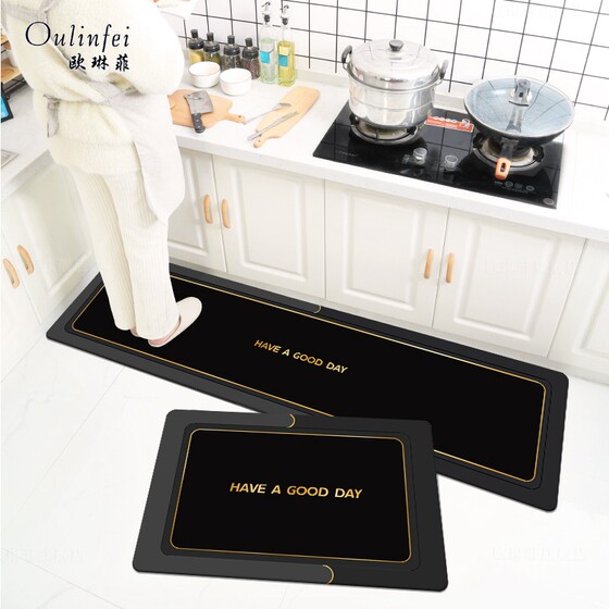 Light luxury high-end stain-resistant kitchen floor mats, water-absorbent, non-slip and oil-proof household wipeable no-clean foot mats and carpets