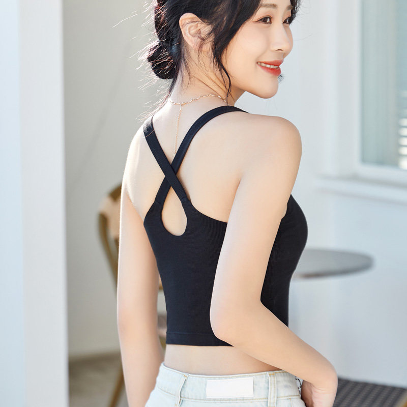 外穿美背网红爆款带胸垫一体式背心 宁馨曼背心吊带