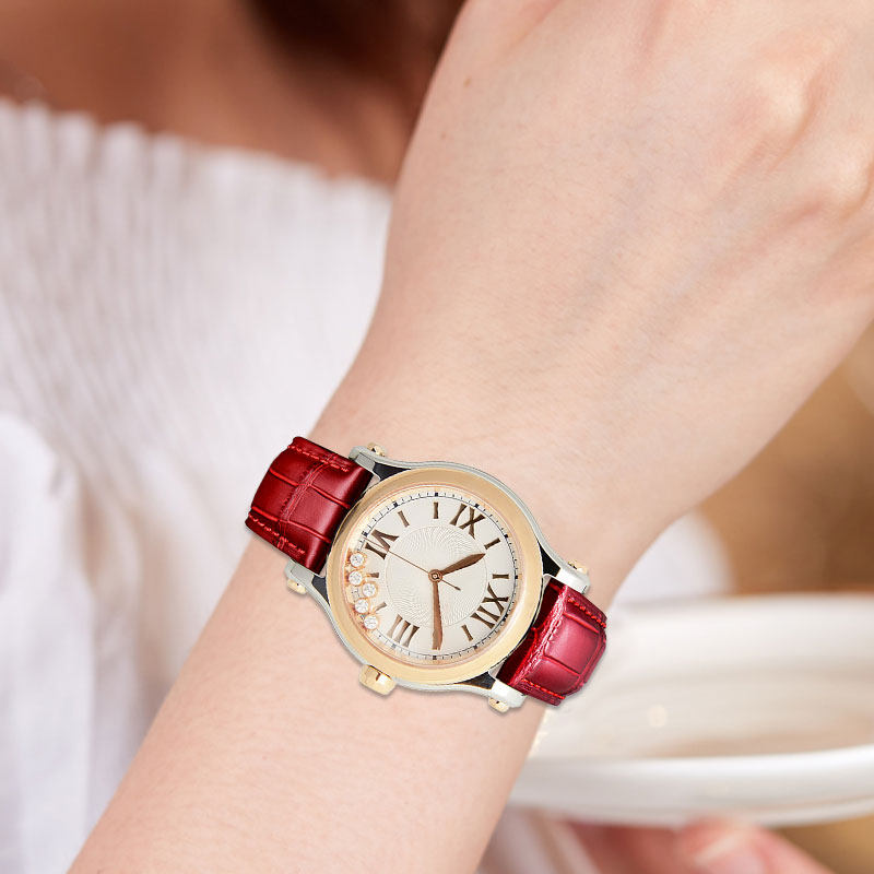 萧邦快乐钻石手表带真皮朗动表带 朗动配件