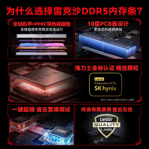 lexar雷克沙16G内存条32G 48G套条DDR5 6000C28台式机内存RGB灯条 - 图0