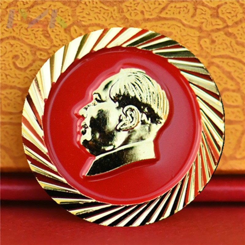 毛主席像章金色徽章红色齿形纪念章头像胸针毛爷爷胸勋章收藏饰o4 - 图1