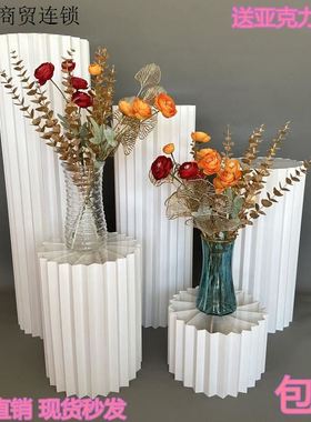 【萤火之灯】直播背景装饰折叠圆柱纸质罗马柱折柱路引摆件
