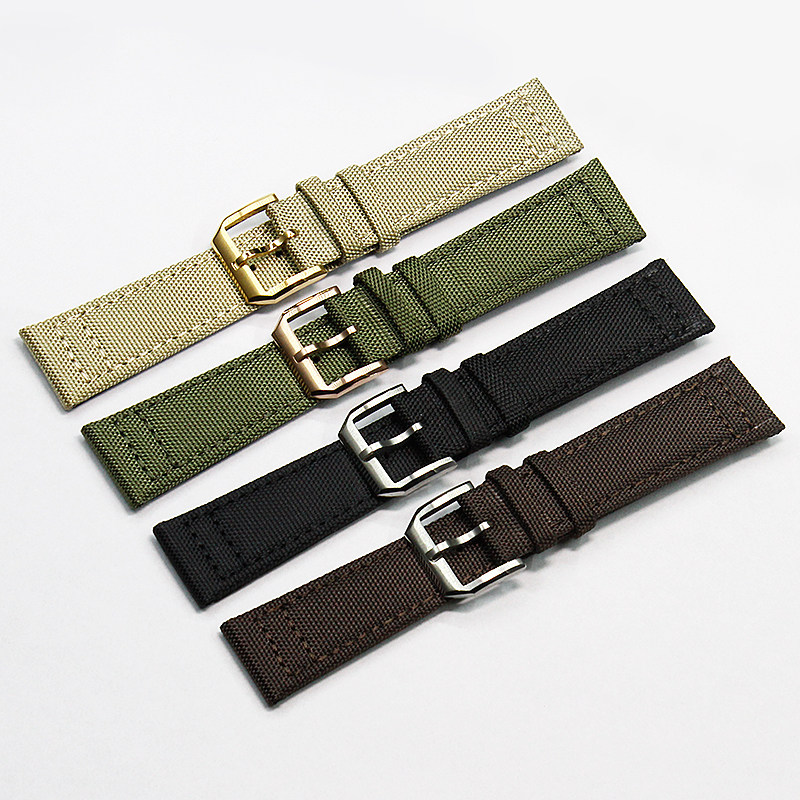 尼龙帆布适配万国飞行员男黑手表带 缔缇尼配件