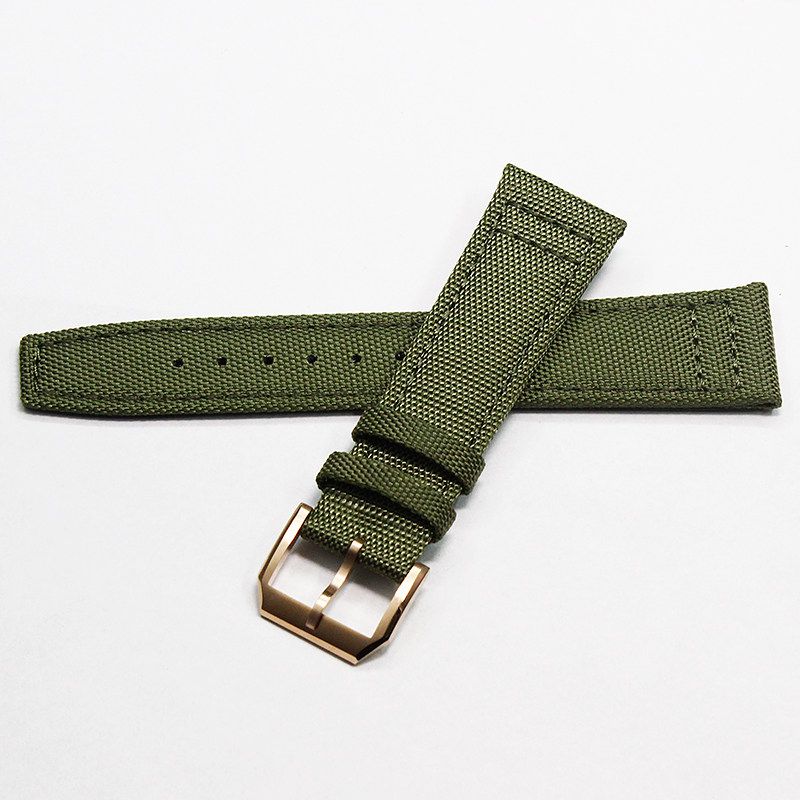 尼龙帆布适配万国飞行员男黑手表带 缔缇尼配件