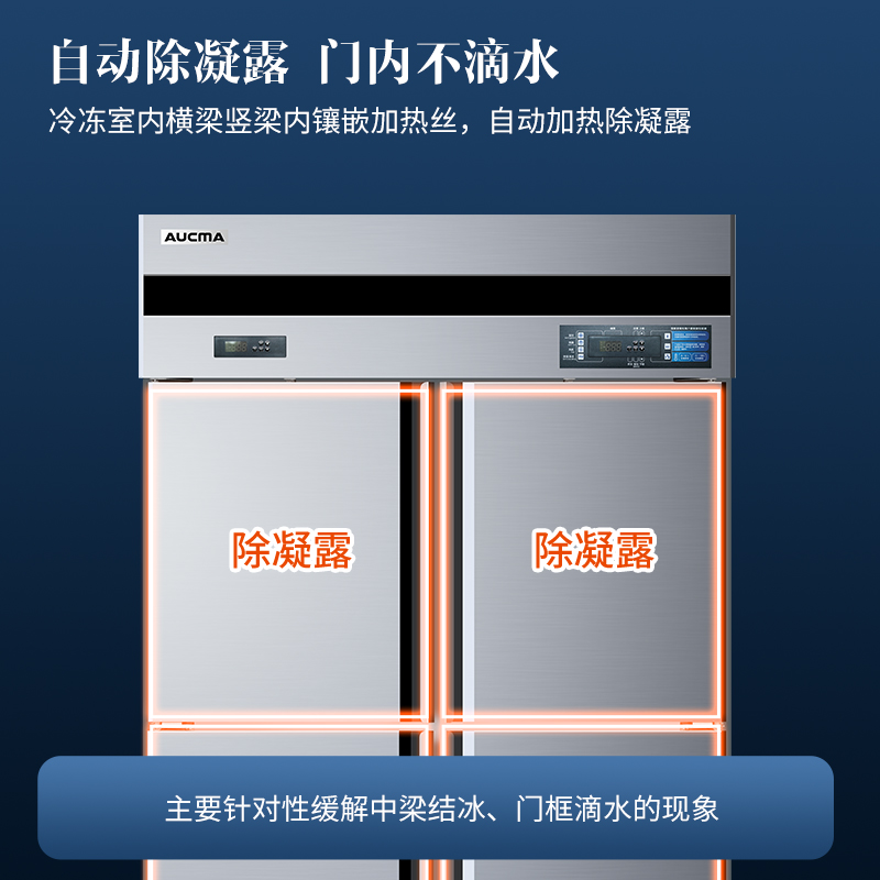 澳柯玛四门冰箱商用风冷无霜速冻柜四门六门双温厨房冰箱柜大容量-图2