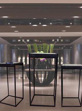 不锈钢加大理石底座台现代简约工艺摆件基座装饰门厅玄关落地雕塑