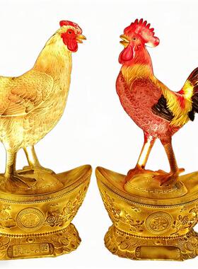 仿真大公鸡摆件户外玻璃钢母鸡模型发光动物雕塑饭店门口庭院装饰