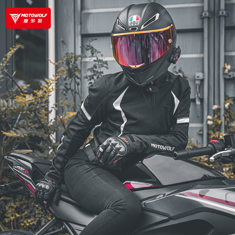 秋季女骑士摩托车骑行服机车装备网眼拉力服防摔透气赛车摩旅上衣