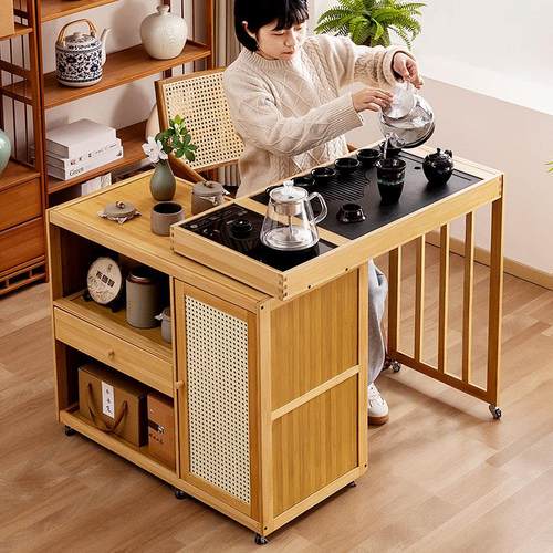 移动茶桌小茶台烧水壶一体家用2025新款客厅泡茶桌子阳台高端茶几 - 图0