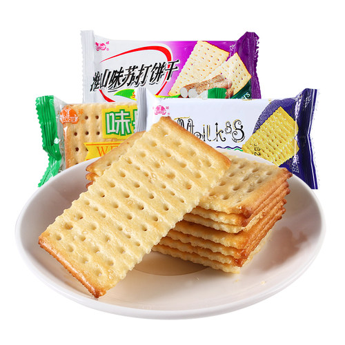 半球味丹奶盐苏打饼干500g淮山味芝麻咸味梳打饼休闲零食独立包装 - 图0