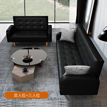 sofa ເຊົ່າຫ້ອງດໍາລົງຊີວິດ sofa ຫນັງ imitation ຫນັງ PU ສາມຄົນ sofa ຕຽງ sofa foldable dual-use double ປະສົມປະສານ