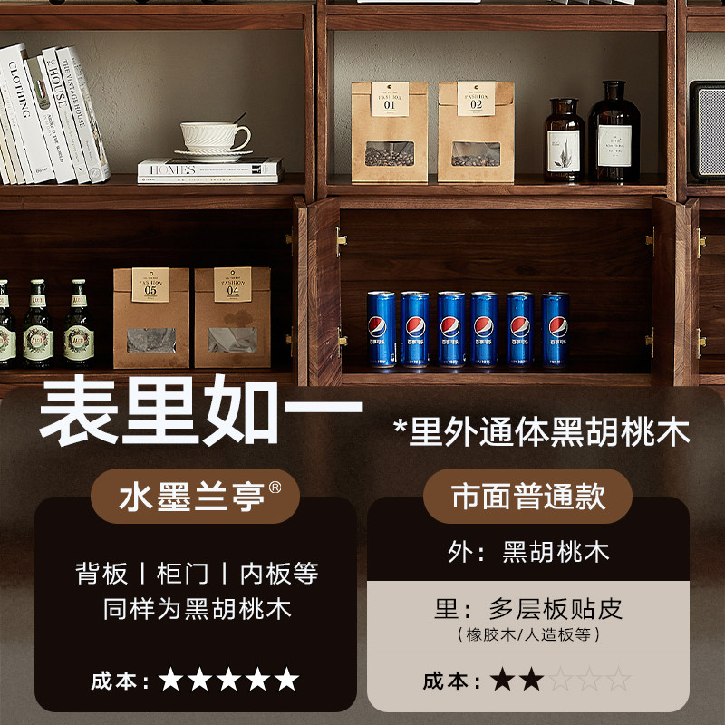 北美黑胡桃木全实木书柜北欧带门落地家用书架自由组合收纳置物柜,淘宝优惠券,粉丝福利购,淘宝优惠卷