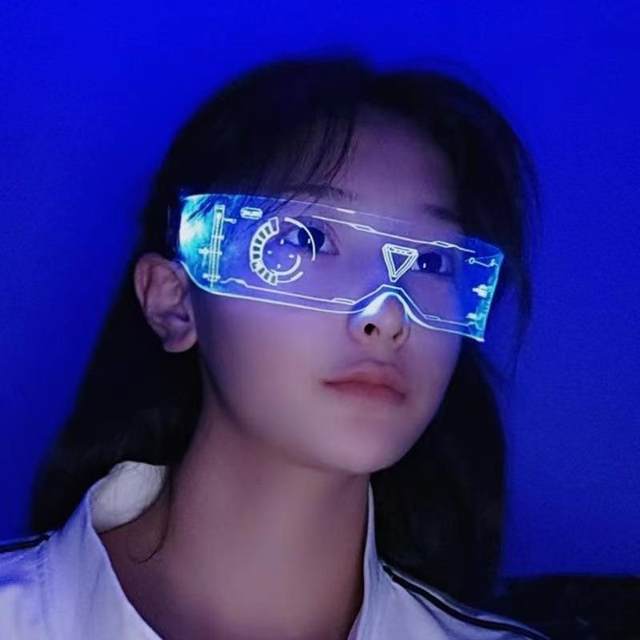 Children's glowing glasses color change and luminous technology sense futuristic glasses street dance performance accessories trendy and fashionable LEDLl