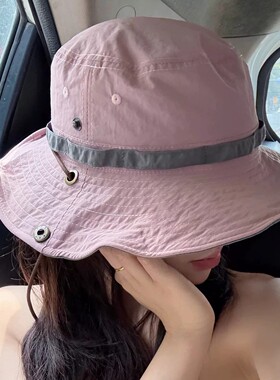 夏季防晒大檐速干牛仔渔夫帽女