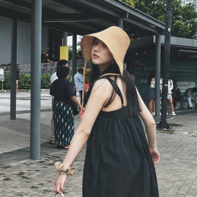 金晨同款夏季草帽防晒遮阳帽海边沙滩帽三亚旅游度假帽子女渔夫帽