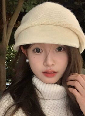 慵懒松弛短檐贝雷帽子女2026年秋