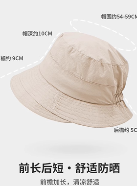 2025新款防晒渔夫帽女户外速干薄