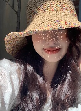 草编渔夫帽女2025夏季海边