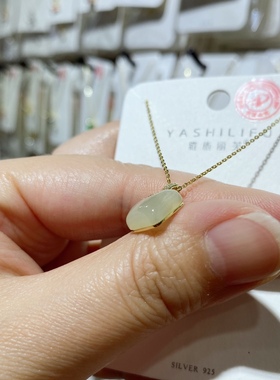 s925通体纯银和田玉锁头微镶锆石项链大气简约颈链气质高级感锁骨