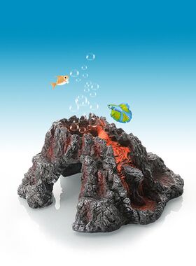 鱼缸装饰造景树脂假山水族箱仿真火山可装氧气泵家居工艺品摆件