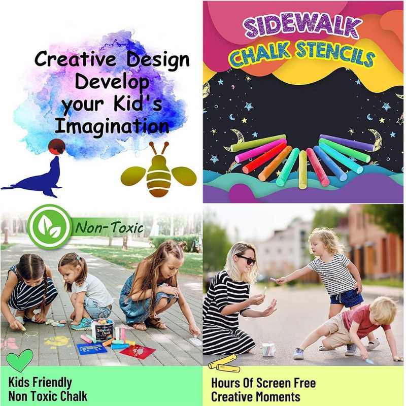 12/24 Pcs Chalk Painting Templates Kit 7.87x7.87in for Child - 图2