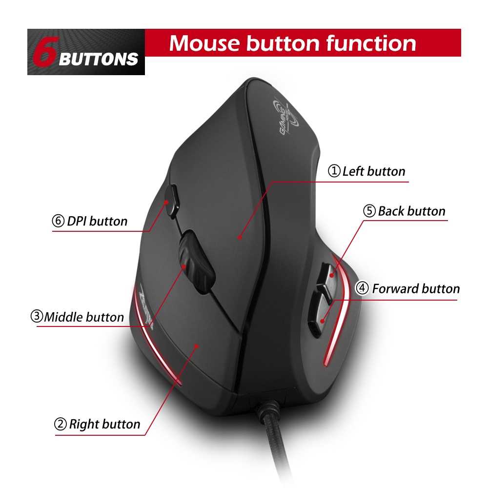 ZELOTES T 20 Mouse Wired Vertical Mouse Ergonomic Rechargea-图1