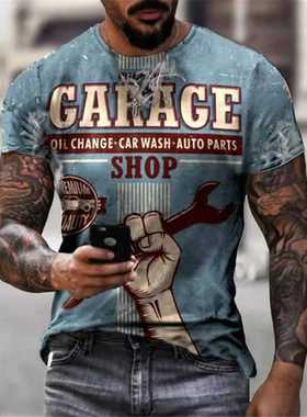 Summer new style castrol retro short-sleeved men's T-shirt