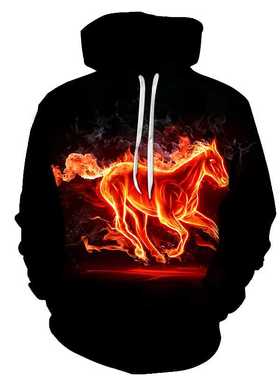 2021 Fall/Winter Men's Hoodie d Printing Animal Horse Sweat