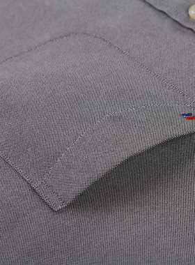 Men's Fashion Long Sleeve Solid Oxford Shirt Single Patch Po