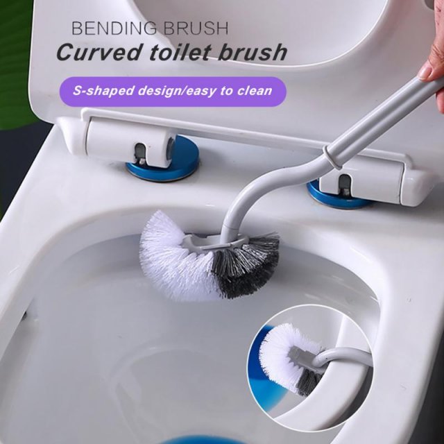 Soft Bristles Toilet Brush Wall-mounted Long Handle Toilet C - 图0