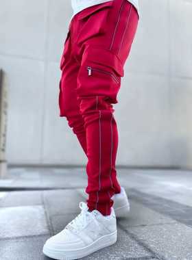 Hip Hop Men's Casual Pants European Popular Logo Large Strai