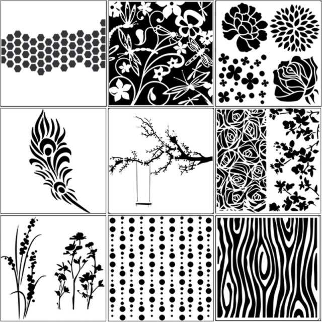 2021 New 9pcs/set Tree Airbrush Painting Stencil  Scrapbo - 图0