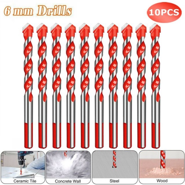 10Pcs 6mm Glass Tile Drill Bit Set Wall Concrete Ceramic Hol - 图0