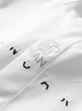 Letter Embroidery Men's Shirt Slim Fit Long Sleeve Business