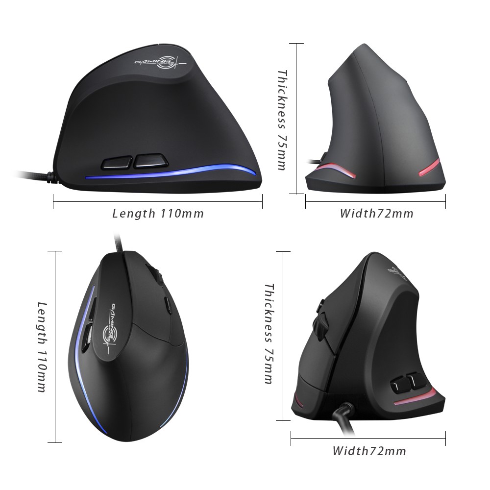 ZELOTES T 20 Mouse Wired Vertical Mouse Ergonomic Rechargea-图3