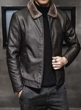 New Thick Leather Jacket Mens Winter Autumn Men's Jacket Fas
