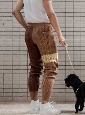 Men's Knitted Pants Autumn Winter Color Matching Acrylic Kni