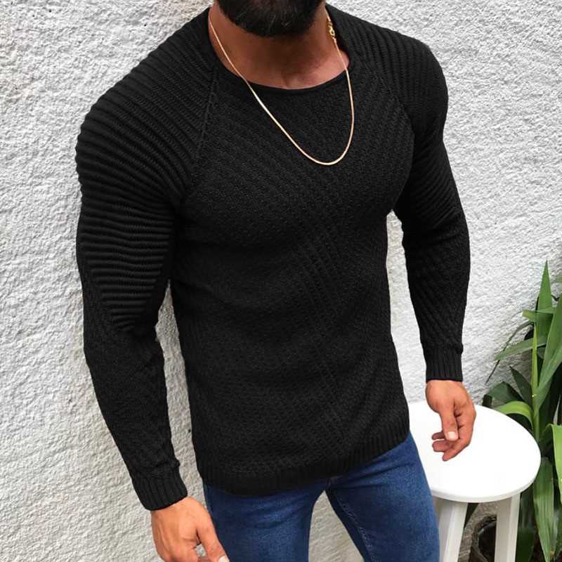 2022 New Autumn Winter Pullover Sweaters Men O-neck Solid Co-图2