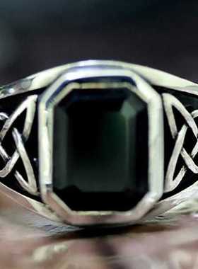 Men's Vintage Mayan Civilization Totem Black Gemstones Ring