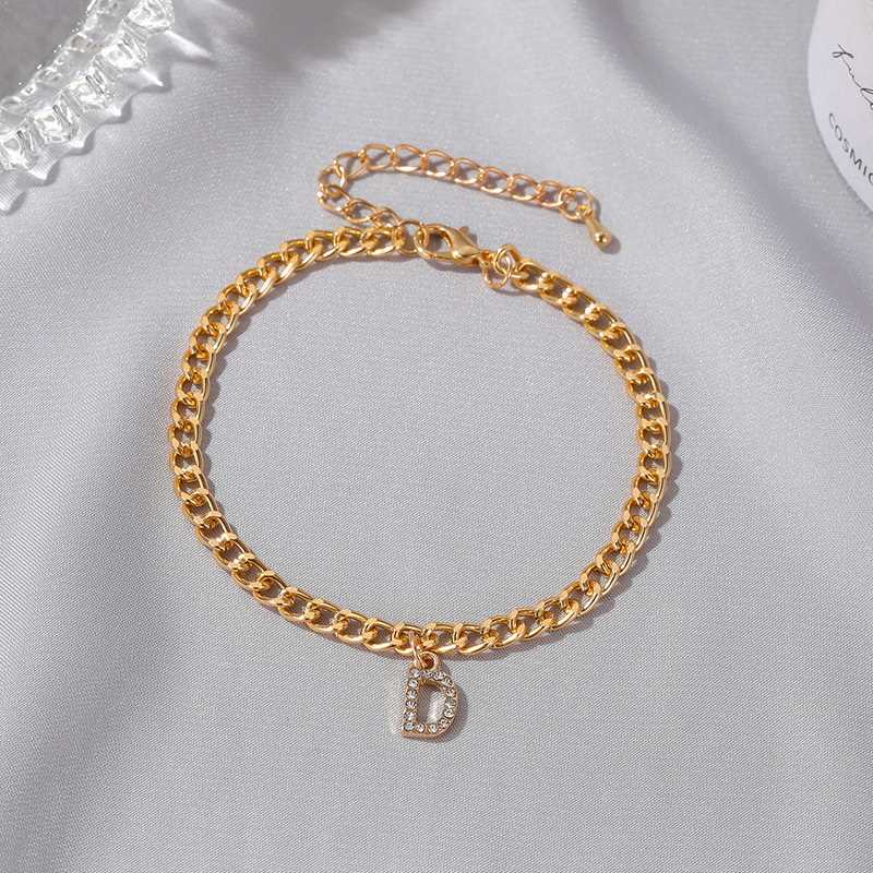 Tiny A-Z Initial Letter Anklets For Women Gold Charm CZ Alph - 图0