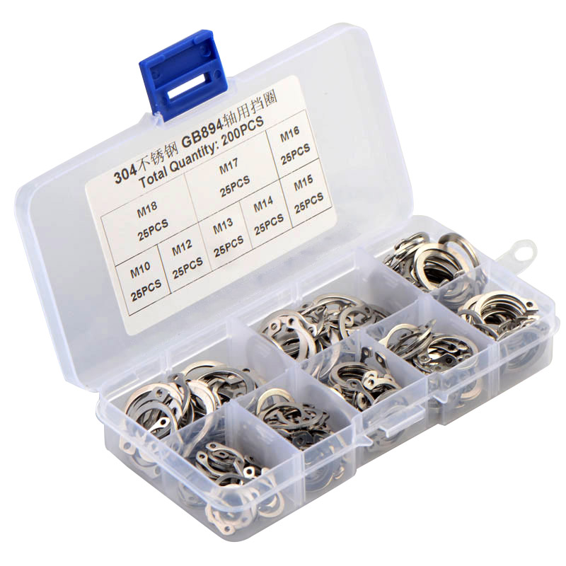 200PCS Circlips for Shaft Assortment Kit C Type Retaining Ci-图1