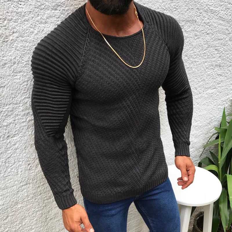 2022 New Autumn Winter Pullover Sweaters Men O-neck Solid Co-图0