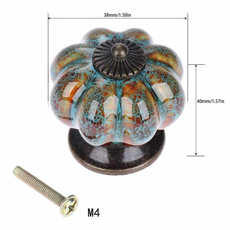 12Pcs Ceramic Door Knob Antique Pumpkin for Cabinets Cupboar - 图1