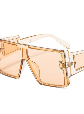 2021欧美潮流连体大框太阳镜加宽腿带片摩登墨镜女跨境sunglasses