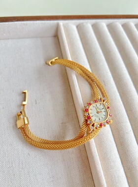 金色编织小方糖时针款手链