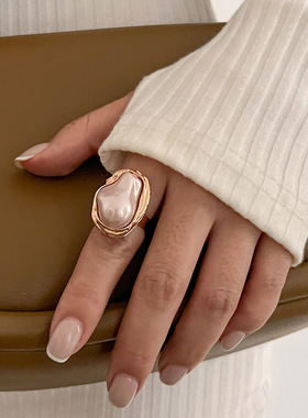 manjusaka欧美潮人挚爱！巴洛克风格戒指异形珍珠镶复古合金rings