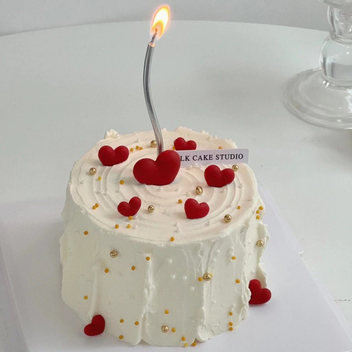 情人节蛋糕装饰 520情侣表白蛋糕简约款曲线蜡烛生日蛋糕插牌插件